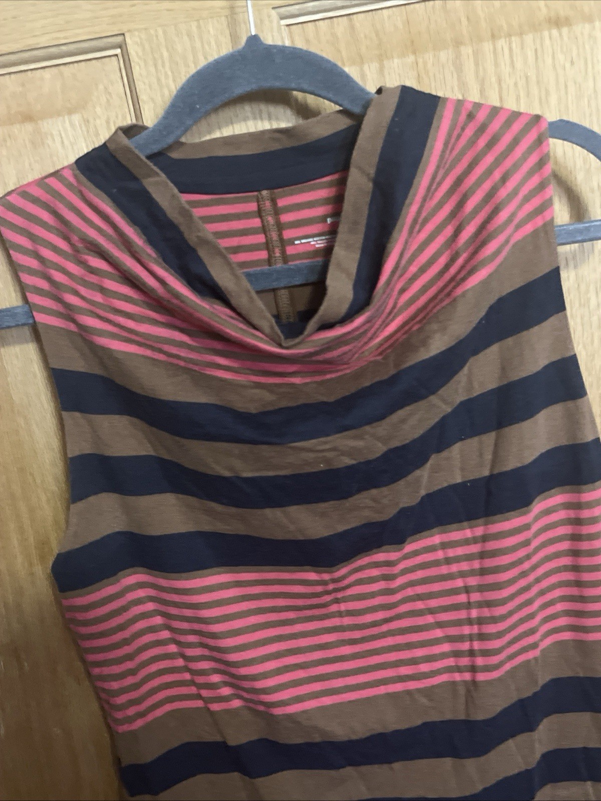 Patagonia Dress Women Cowl Neck Pink Brown Black Striped Classic Outdoor Medium