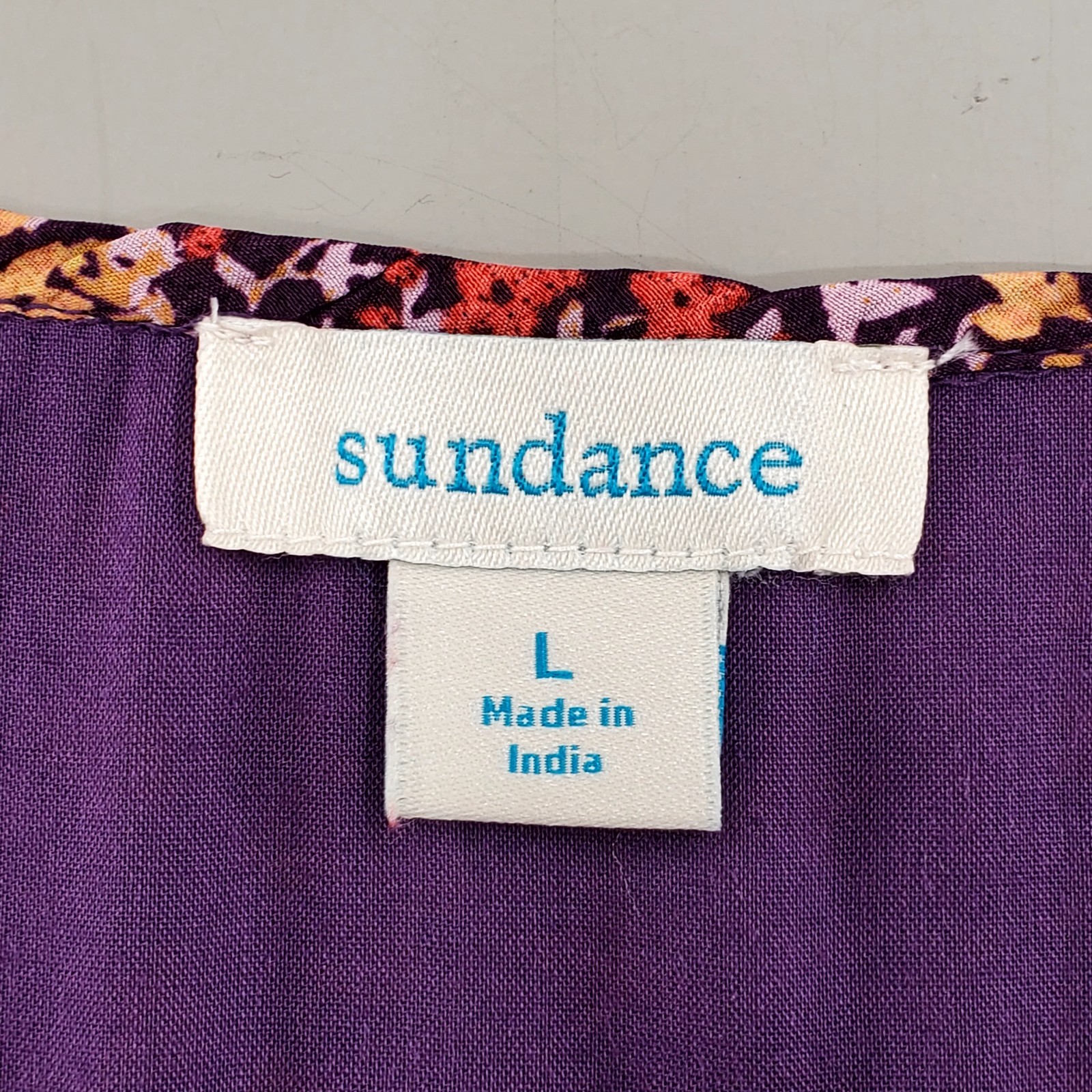Sundance Womens Size L Boho Dress Mulberry Crepe Floral V Neck Flutter Sleeve