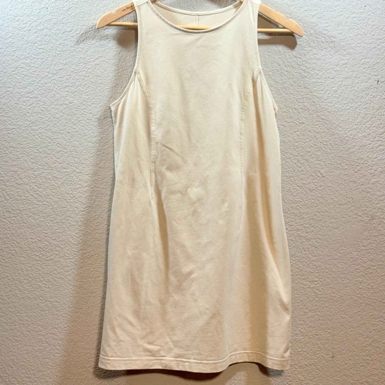 Lululemon Organic Cotton Cinched Waist Dress Womens Beige See Measurements