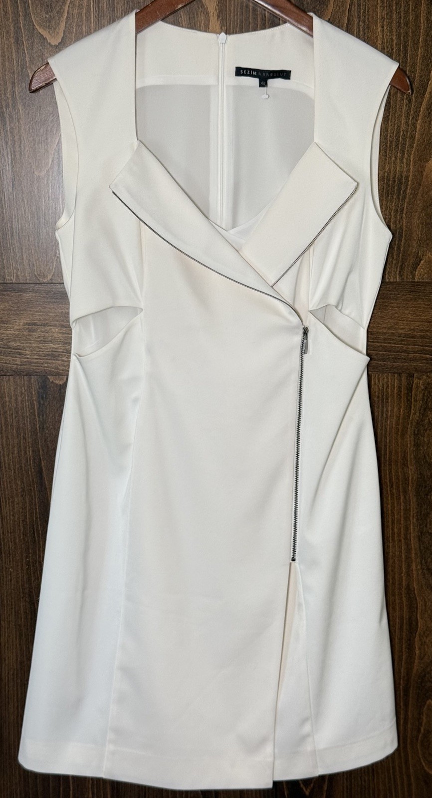 Sezin Karabulut Cocktail party wedding evening sexy Sheath Dress Cream 40/8 NEW