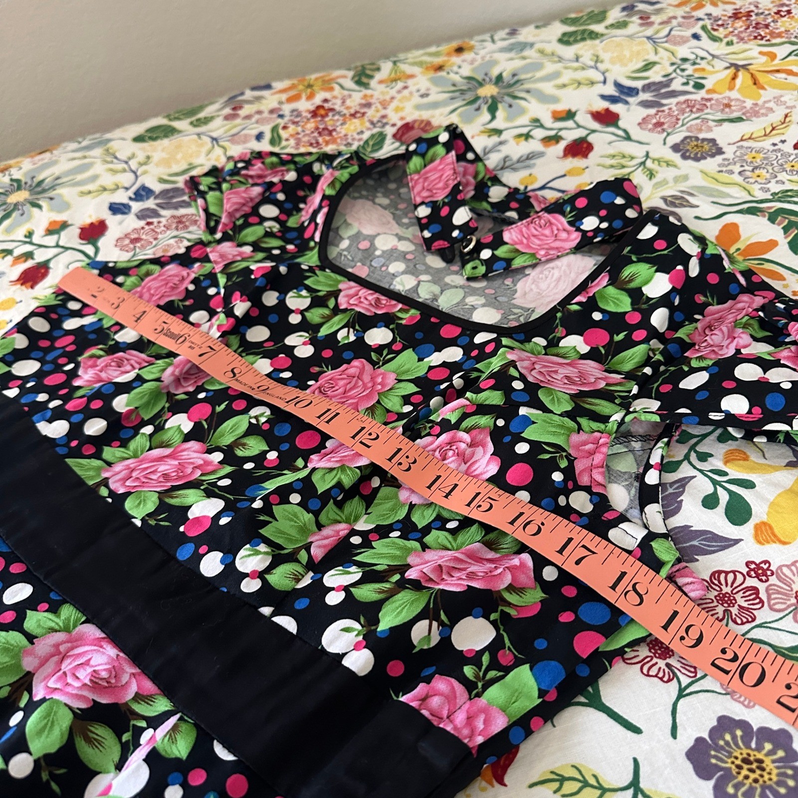 Hearts & Roses Fit & Flare Dress Size 12 Black Floral Polka Dot Rockabilly Tulle
