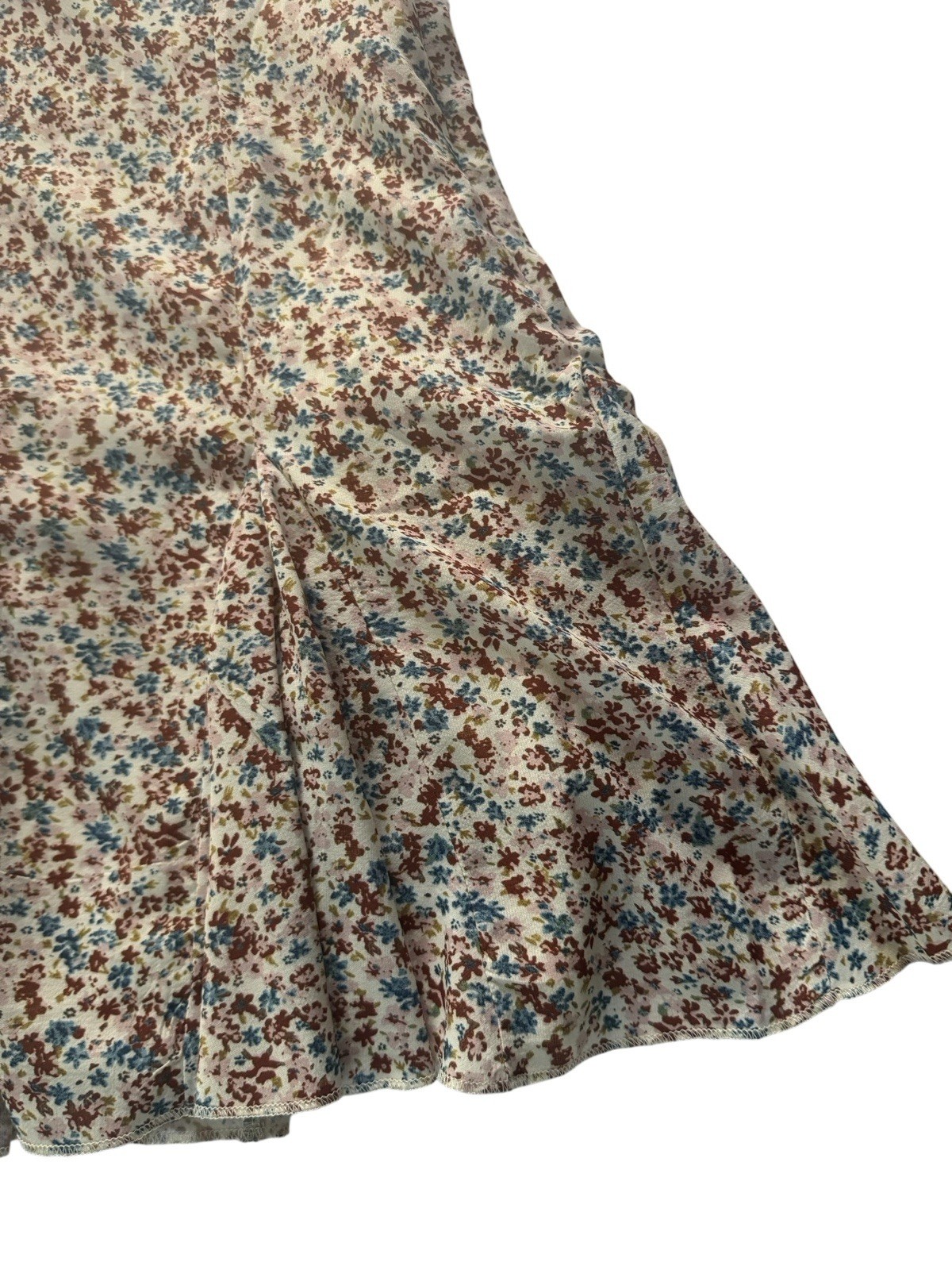 PRINCESS POLLY SZ 4 Mini Dress Brown Blue Floral Fit & Flare Halter Strap #5121