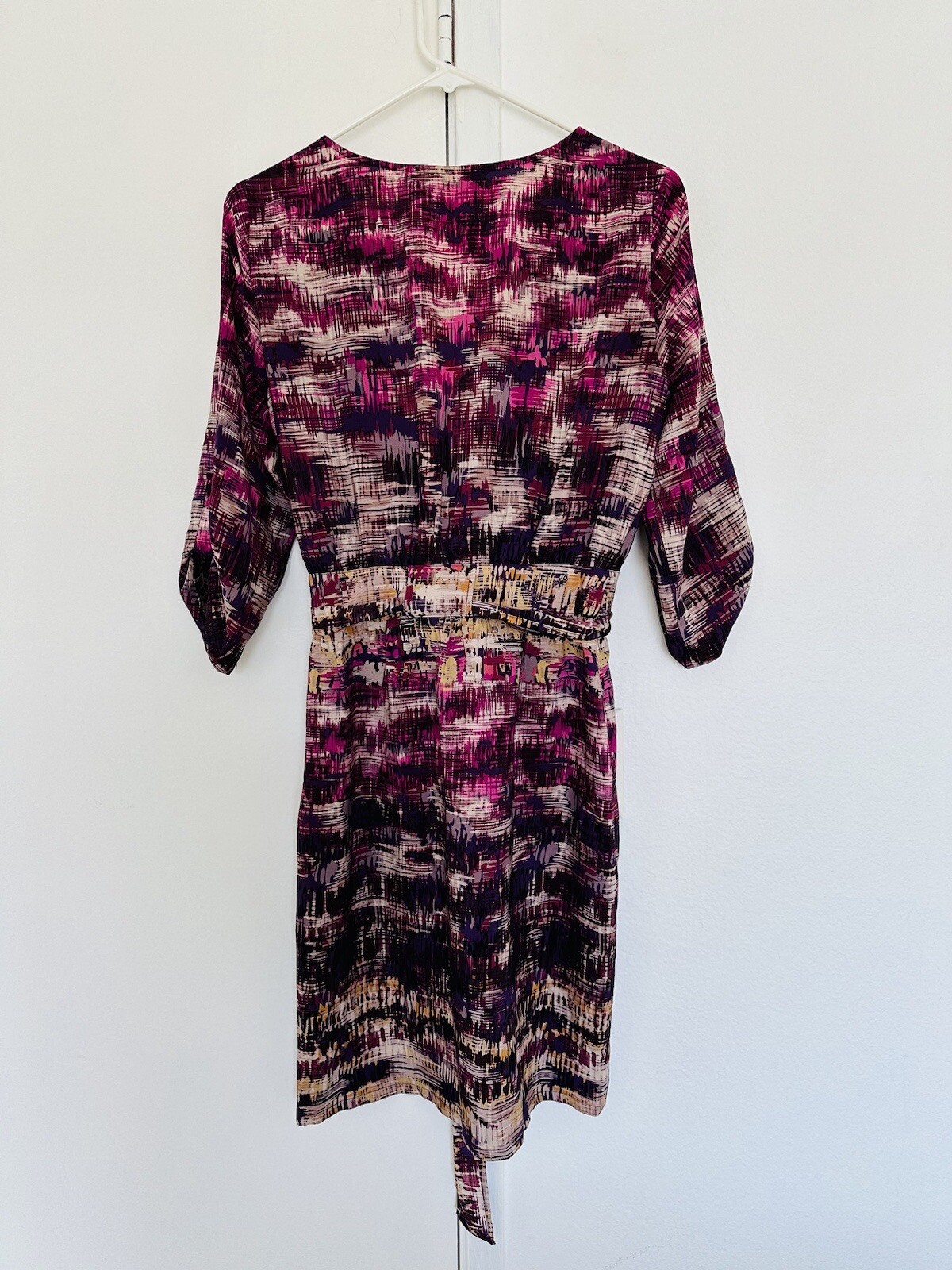 NWOT Presley Skye V-Neck 3/4Sleeve Knee Length PocketsColorful Purple Dress XS