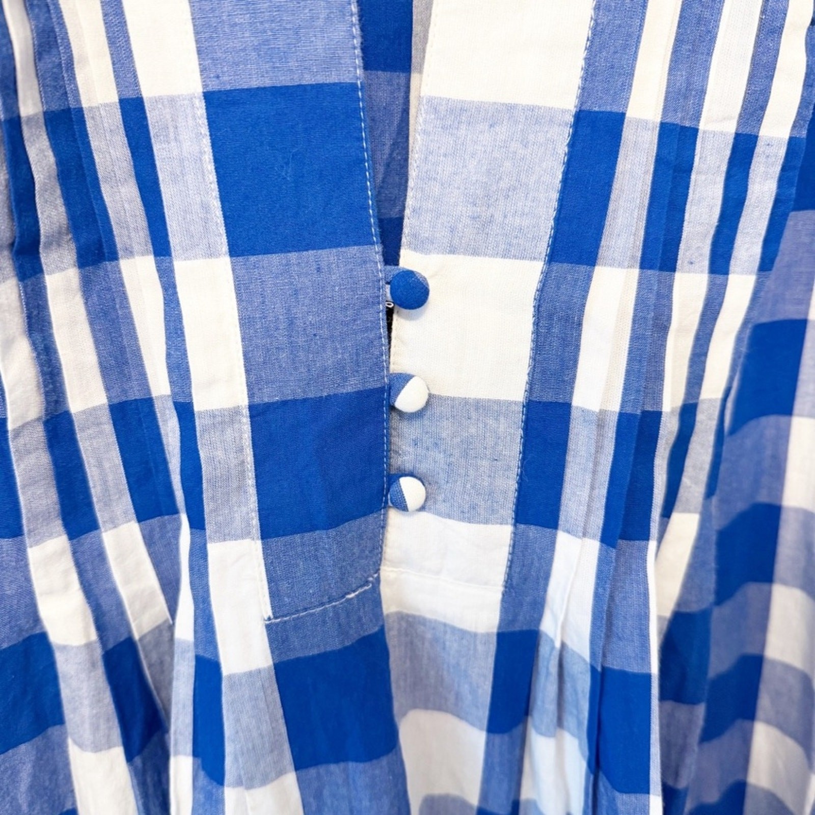 NWTs WHIT TWO ~ Anthropologie | Gingham Tiered Blue/White Midi Dress Size Small