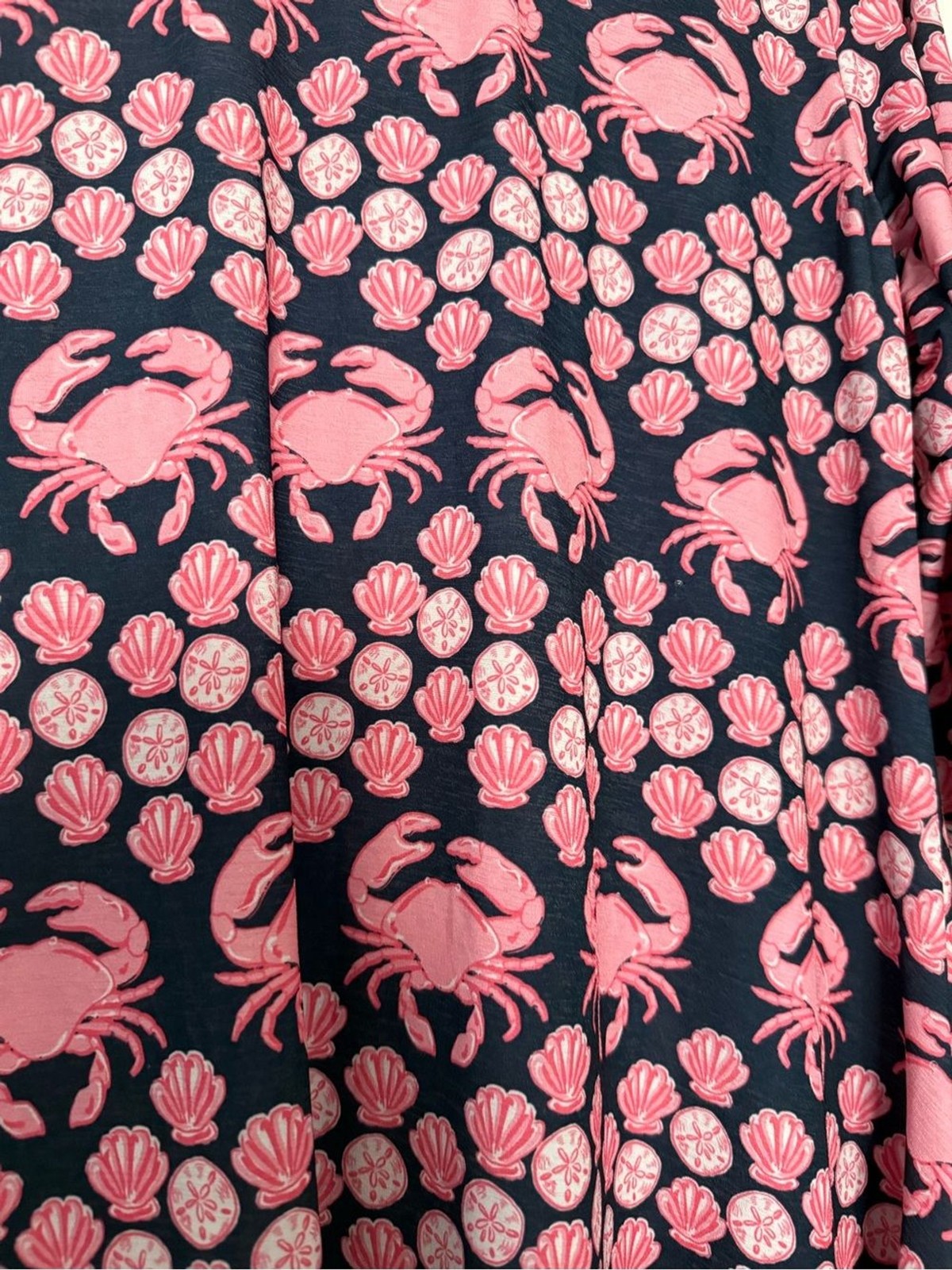 Simply Southern Pink Crab Shell Print Dress Medium Beach Coastal Sharkbite Hem