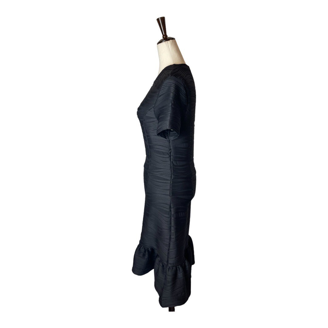 Opening Ceremony Dress Women Medium Black Wavy Stripe Lotus Mini Cocktail Party