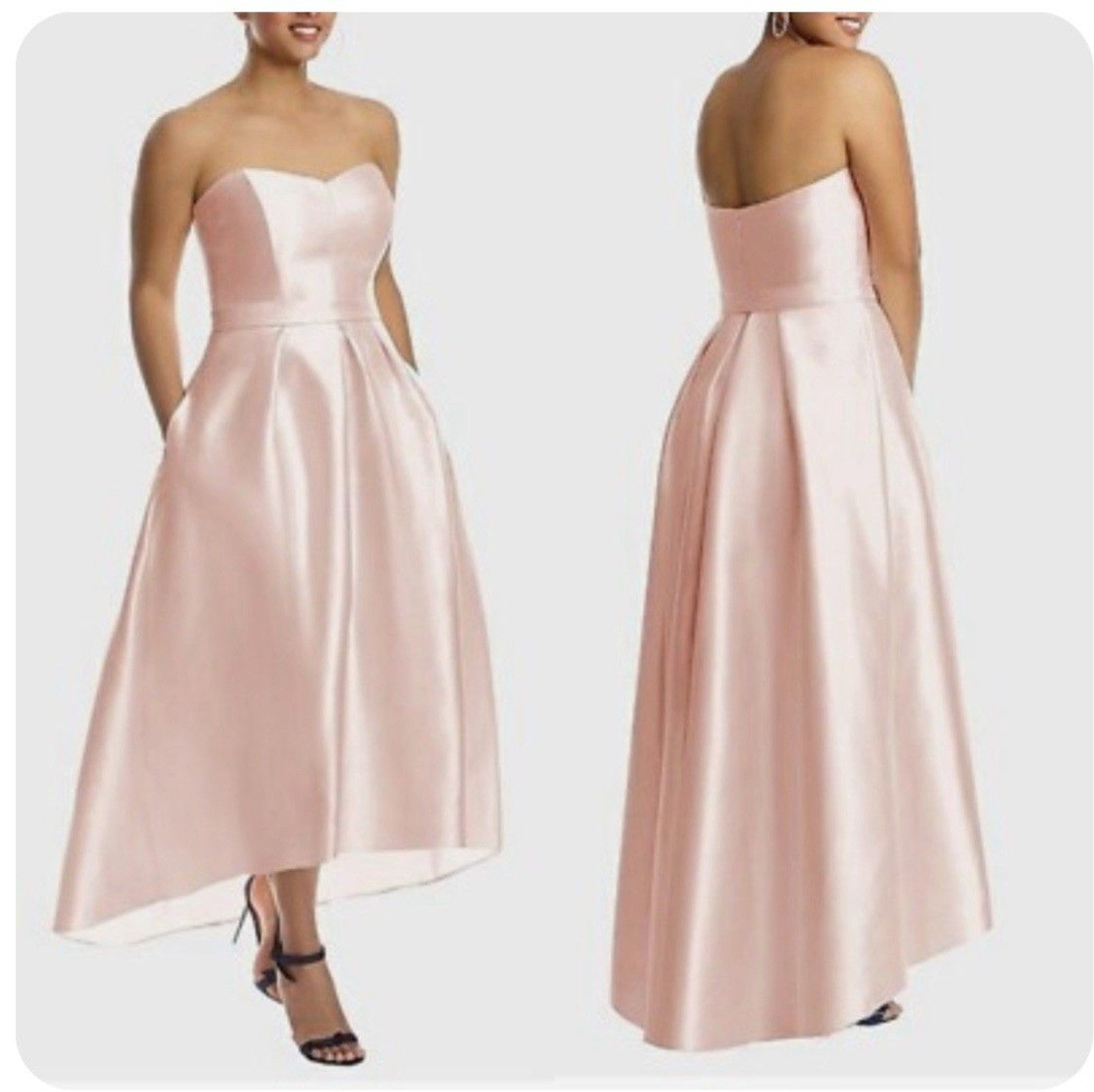 Alfred Sung Pink Satin Strapless Gown Size 6R ( Straps Included)