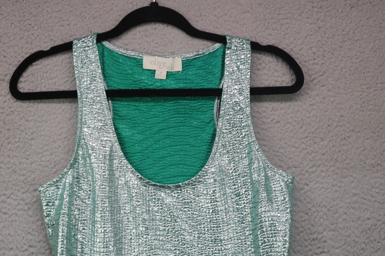 Olive & Oak Green & Silver Shimmering Bodycon Dress-Size Medium-Stretchy
