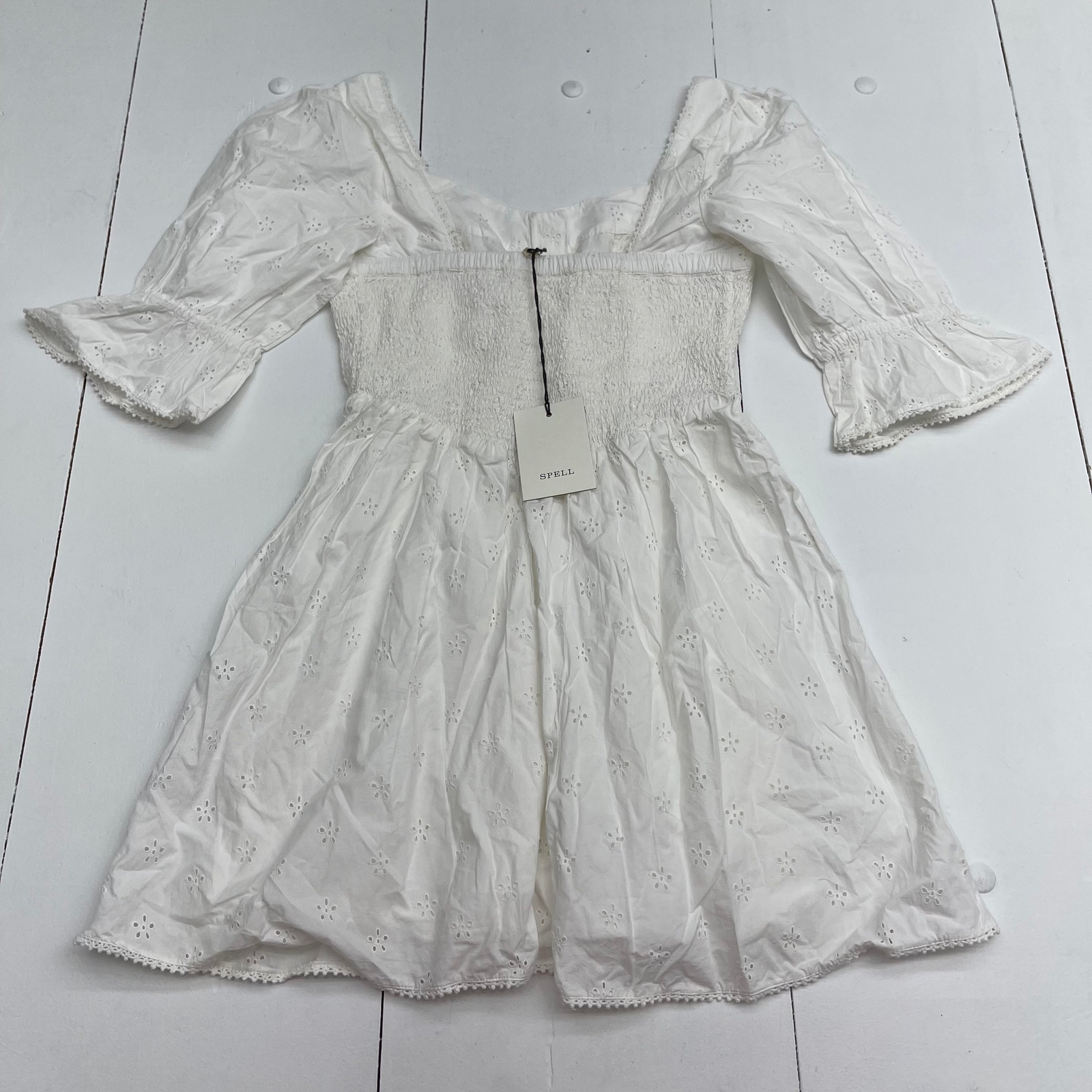 Spell & The Gypsy Collective Bo Mini Dress White Women’s Size Medium New Defects