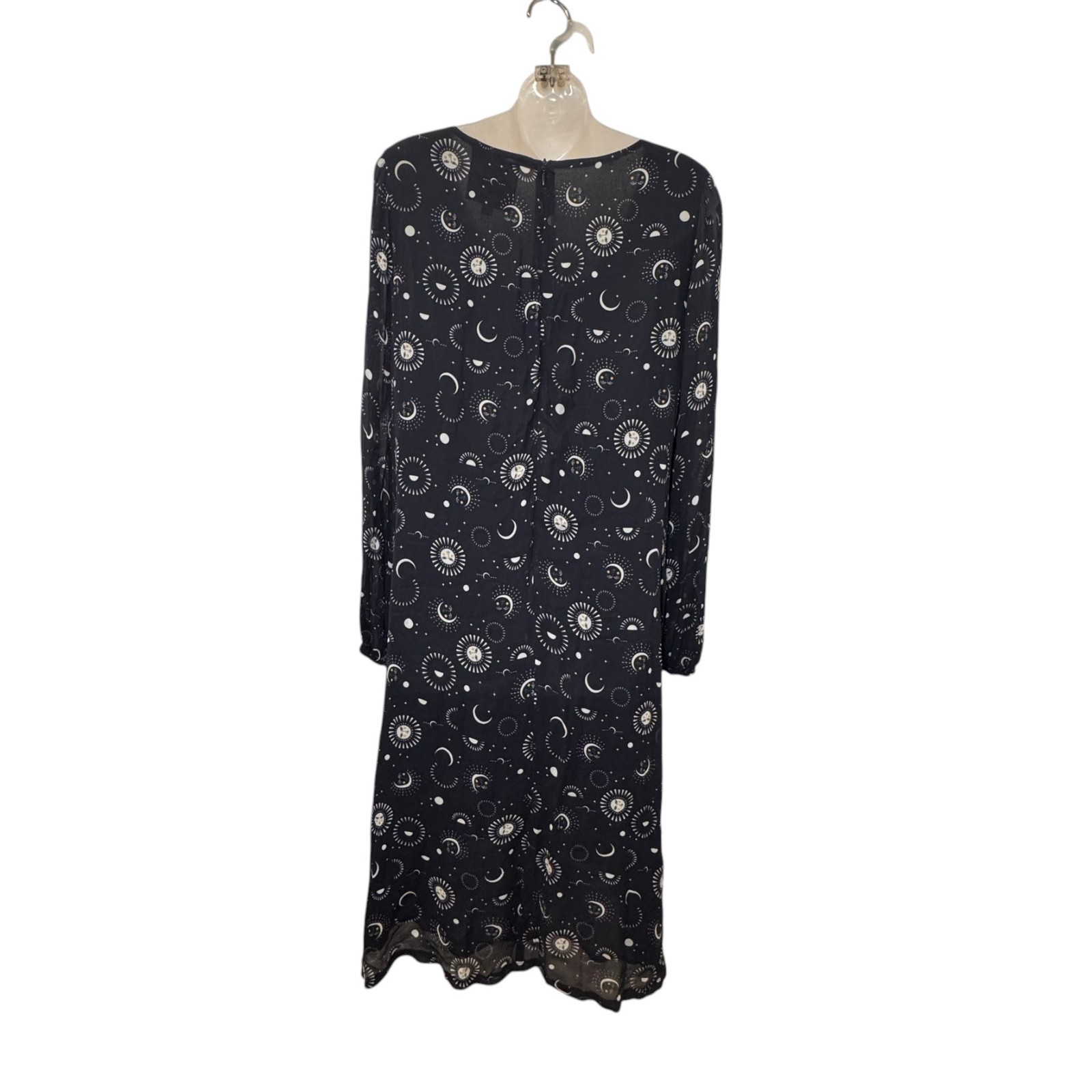 Jade by Johnny Was Celestial Sun Moon Star Sheer Midi Dress Size L