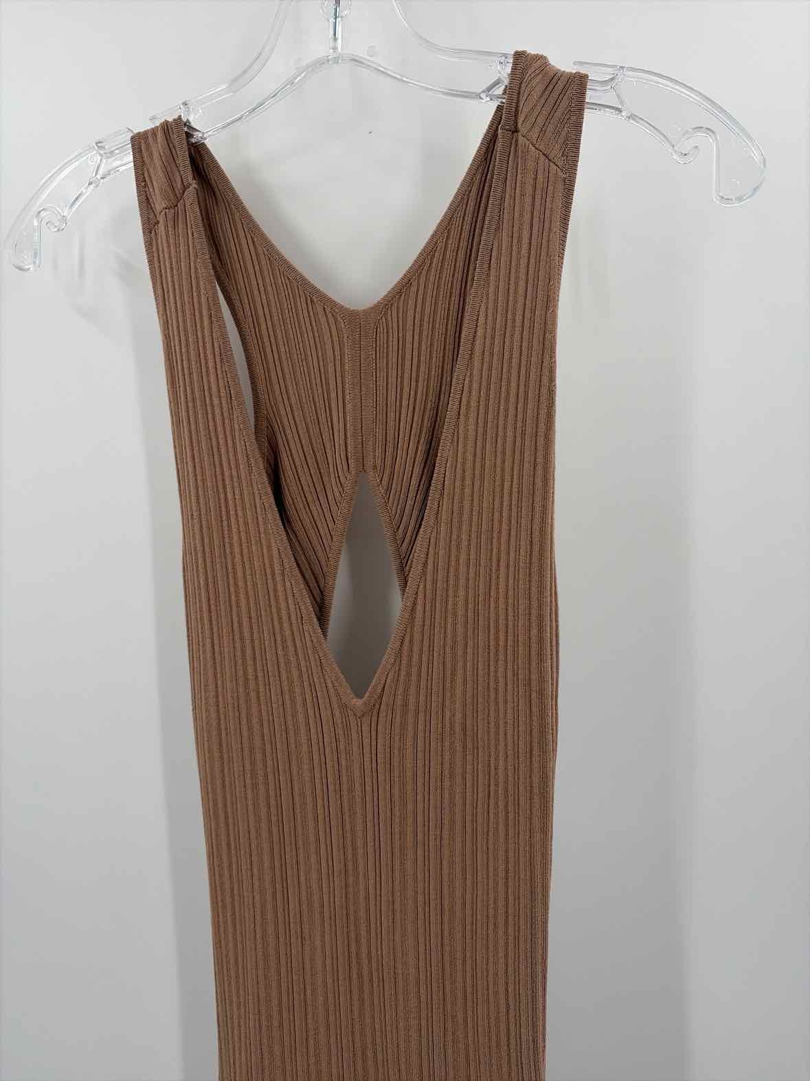 Michael Costello x Revolve Brown Size Small Ribbed Open Back Sleeveless Dress