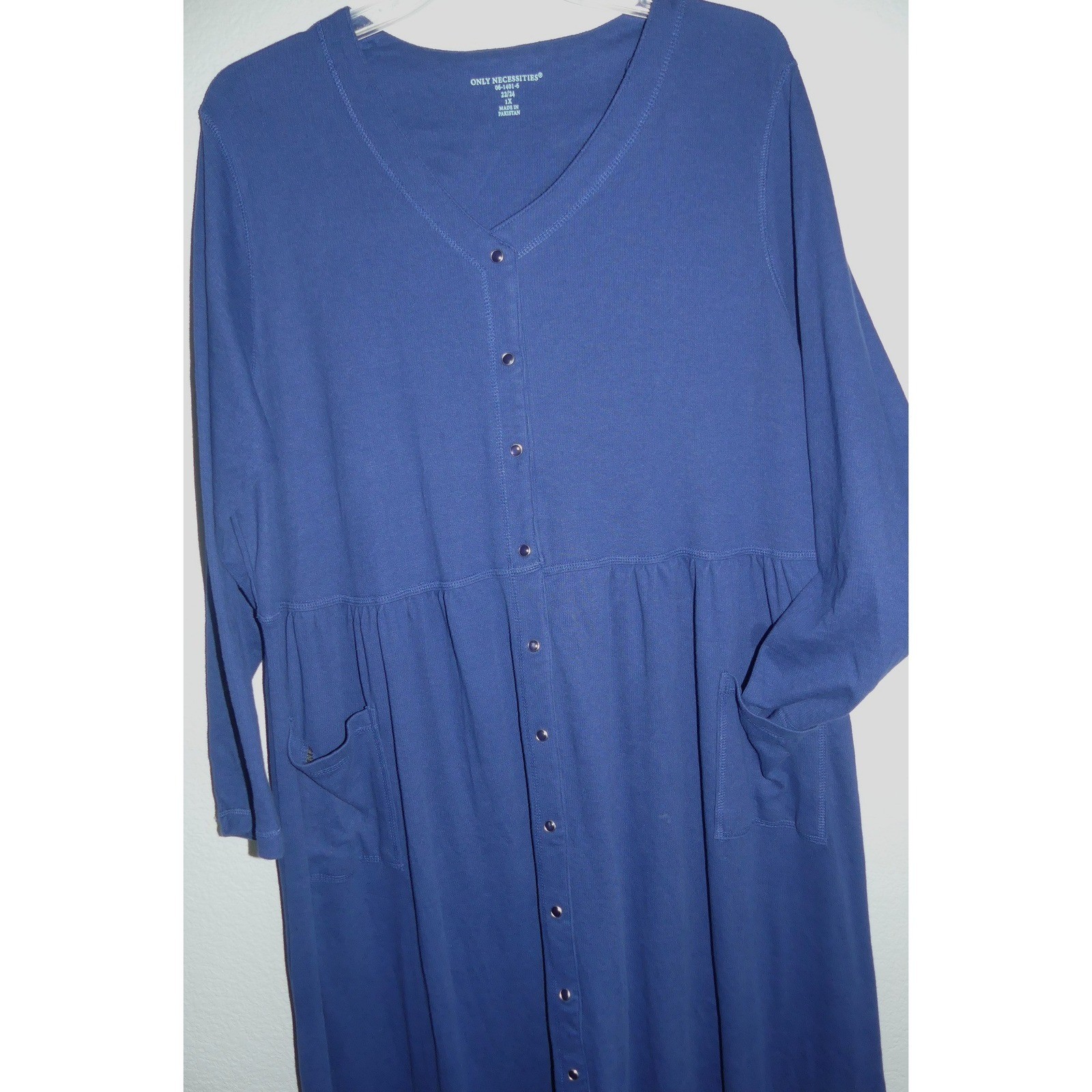Only Necessities Snap Front Lounger Dress Pockets 1X 22/24 Casual Comfort