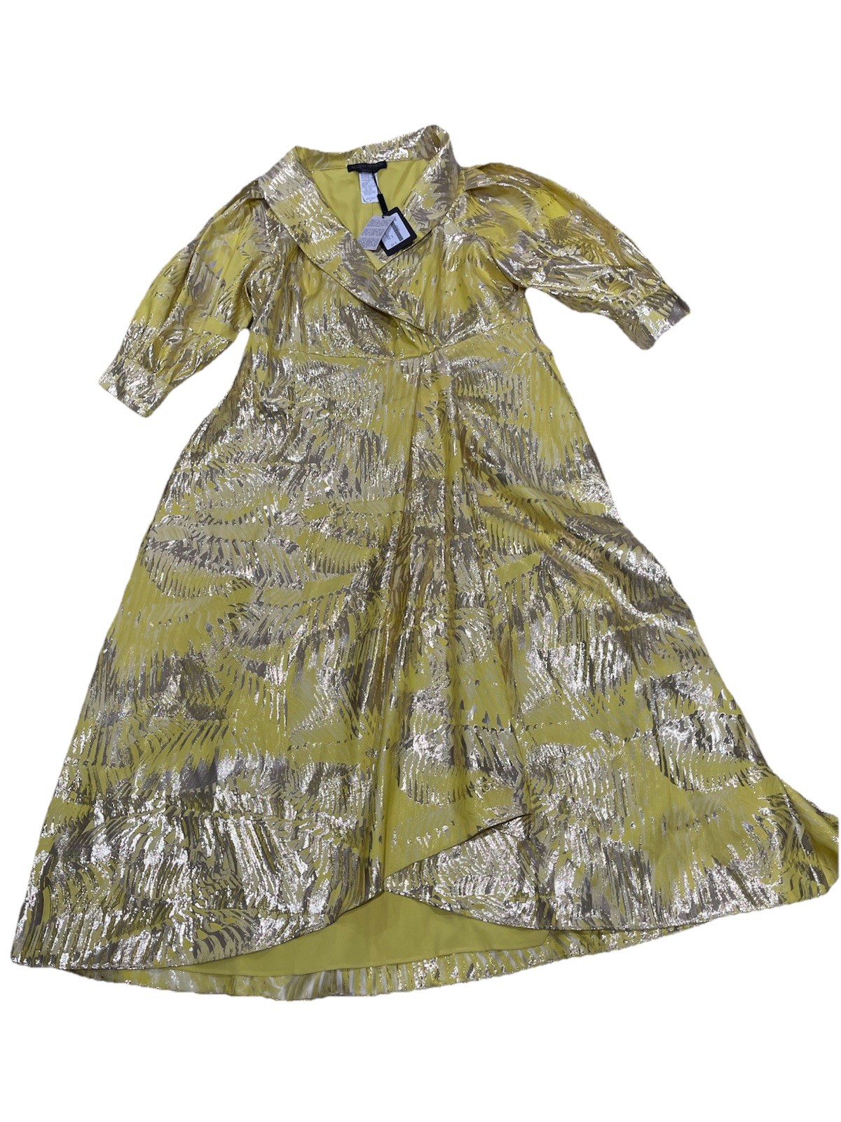 MARINA RINALDI FORMAL EVENING YELLOW/GOLD GOWN BROCADE DRESS US-20 NWT $2,800