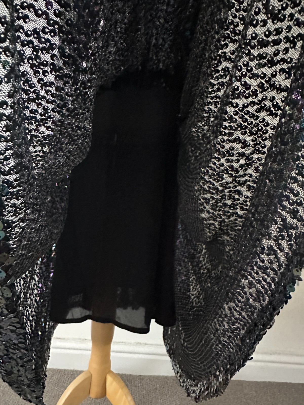 Wolf & Badger Meem Label Drop Waist Sequin Evening Party Midi Kate Dress M UK 14