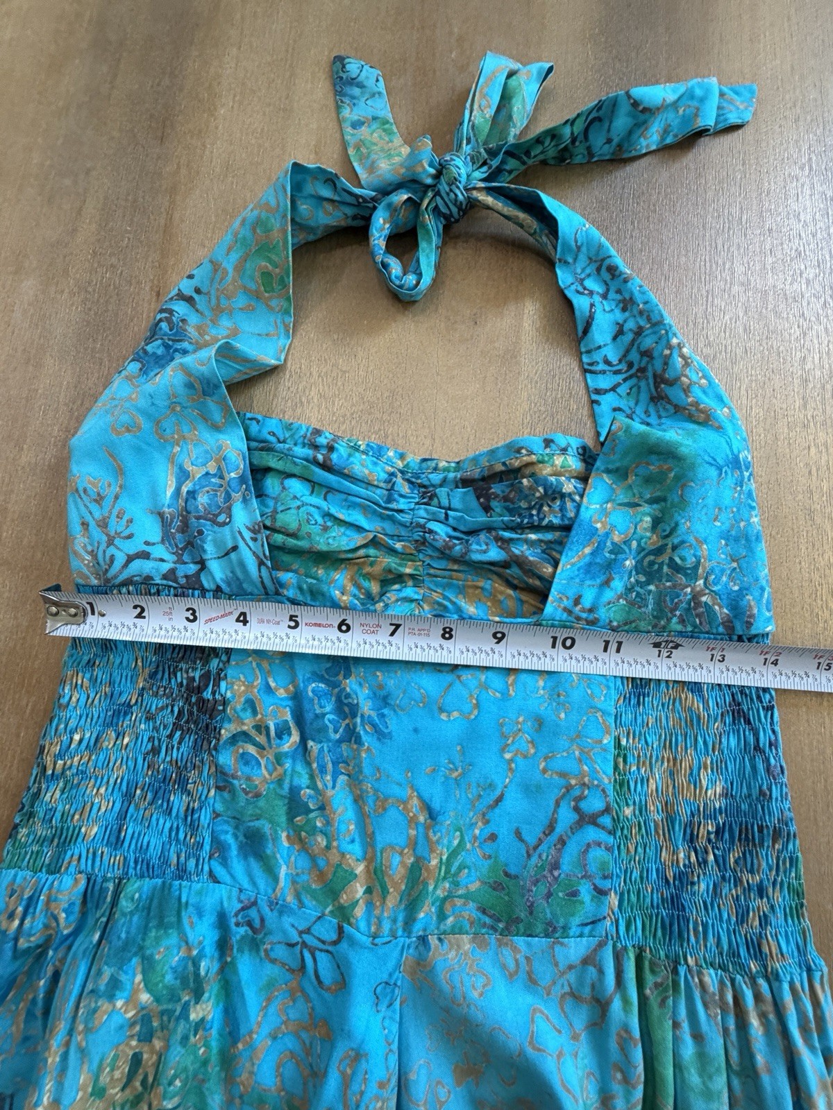 Bali Batiks Vintage A-Line Midi Halter Dress Large Hand Painted Resort Wear