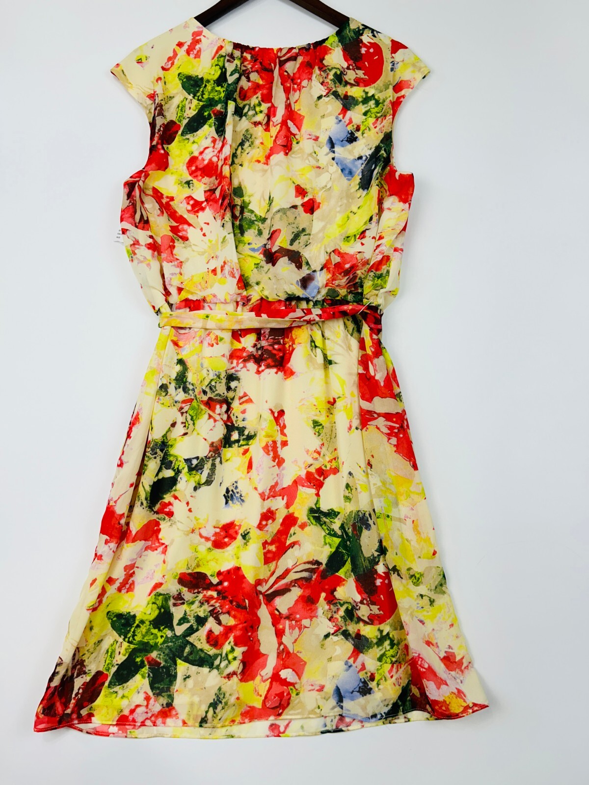 Robbie Bee Ruffle Dress Women 12 NEW Graphic Floral Sleeveless Flounce A-Line