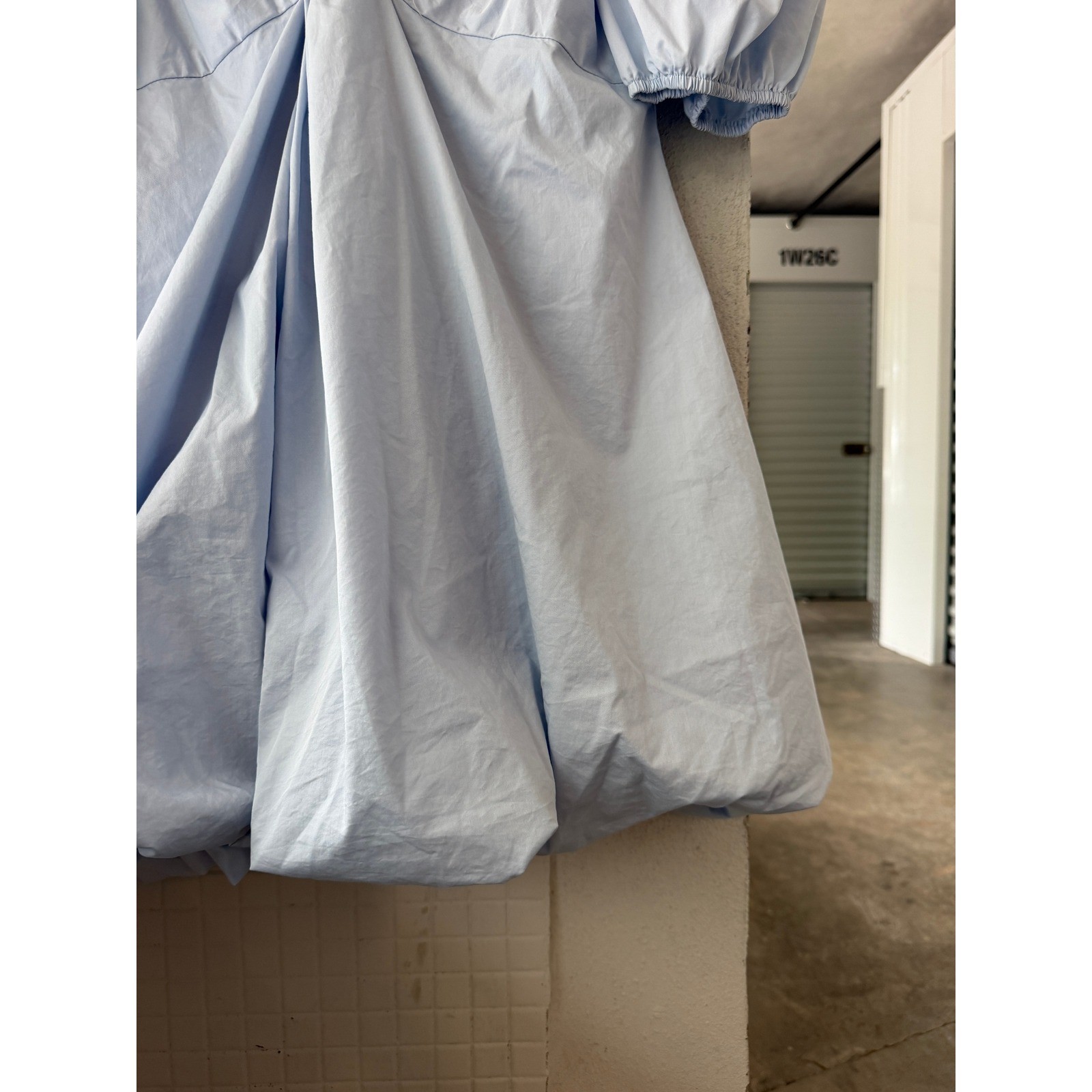 PINCH Light Blue Pastel Twist Front Puff Sleeve Bubble Hem Babydoll Mini Dress L