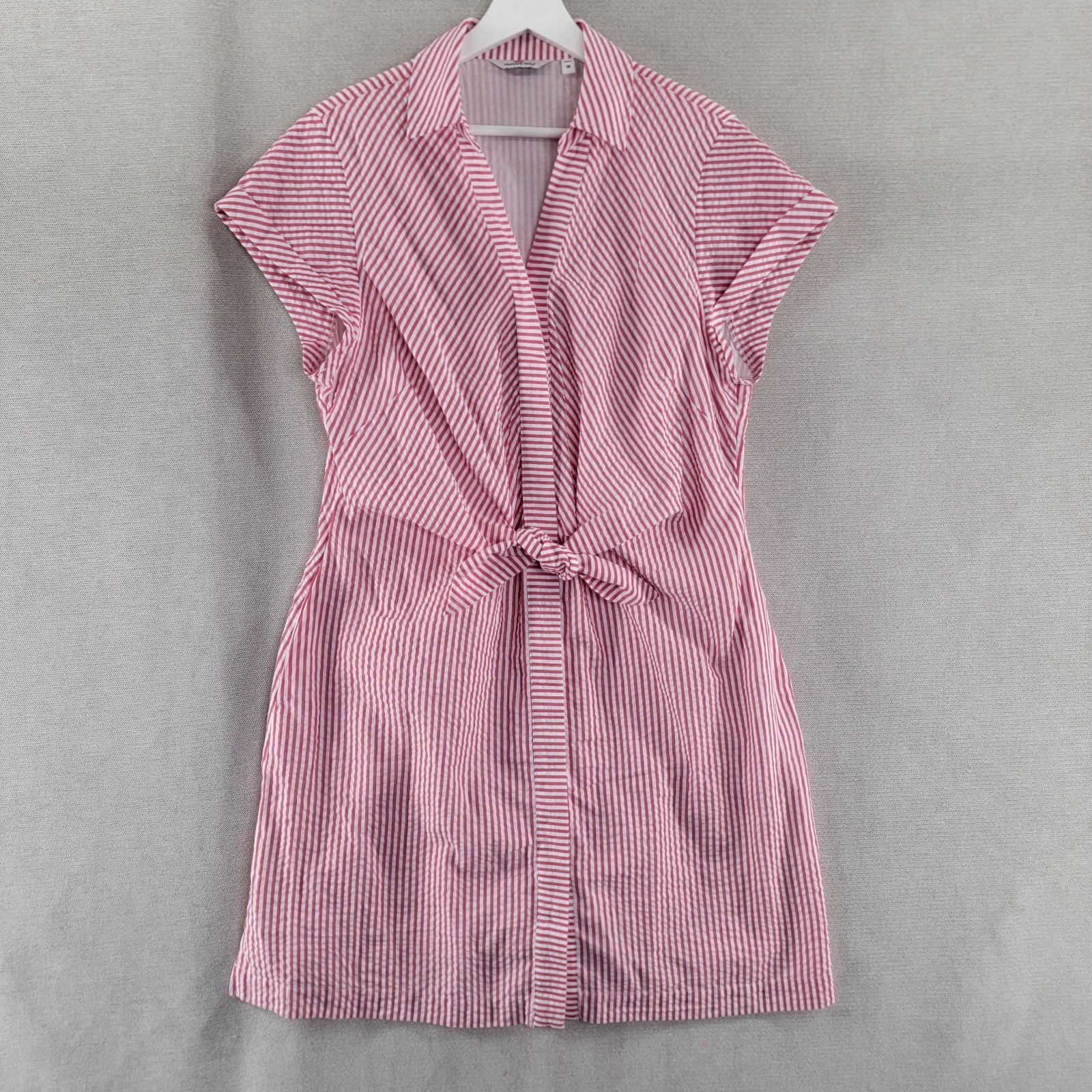 Vineyard Vines Womens Dress Seersucker Nautical Striped Tie Waist Shirt Size 16