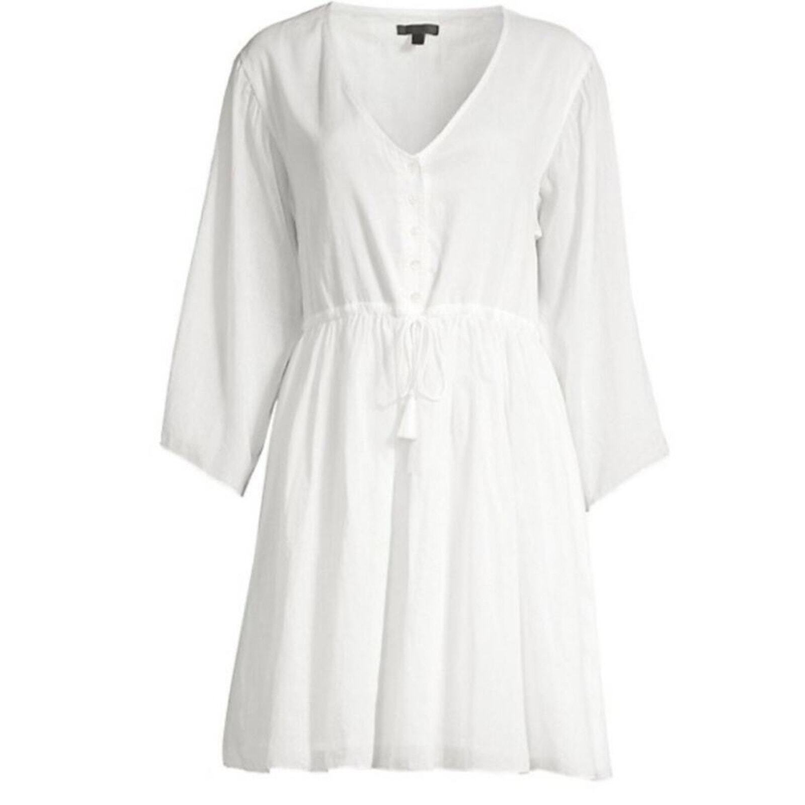 NWT ATM Anthony Thomas Melillo White Crinkle Cotton V-Neck Dress Sz. Small