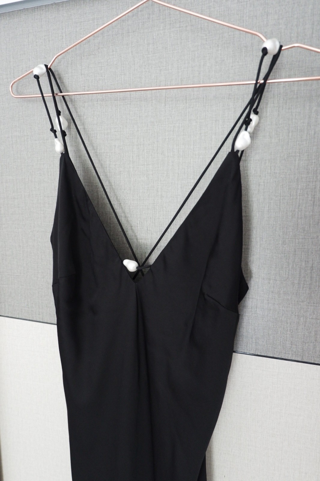 Aje Studio Agate Crossback Maxi Dress Black Pearl Beaded Bias Cut AU 6 / US 2