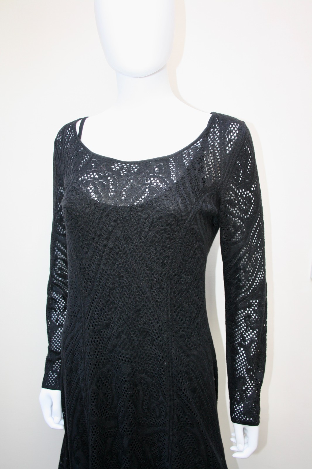 Peruvian Connection “Phoebe” Black Pima Cotton Crochet Lace Dress, M, rrp £489