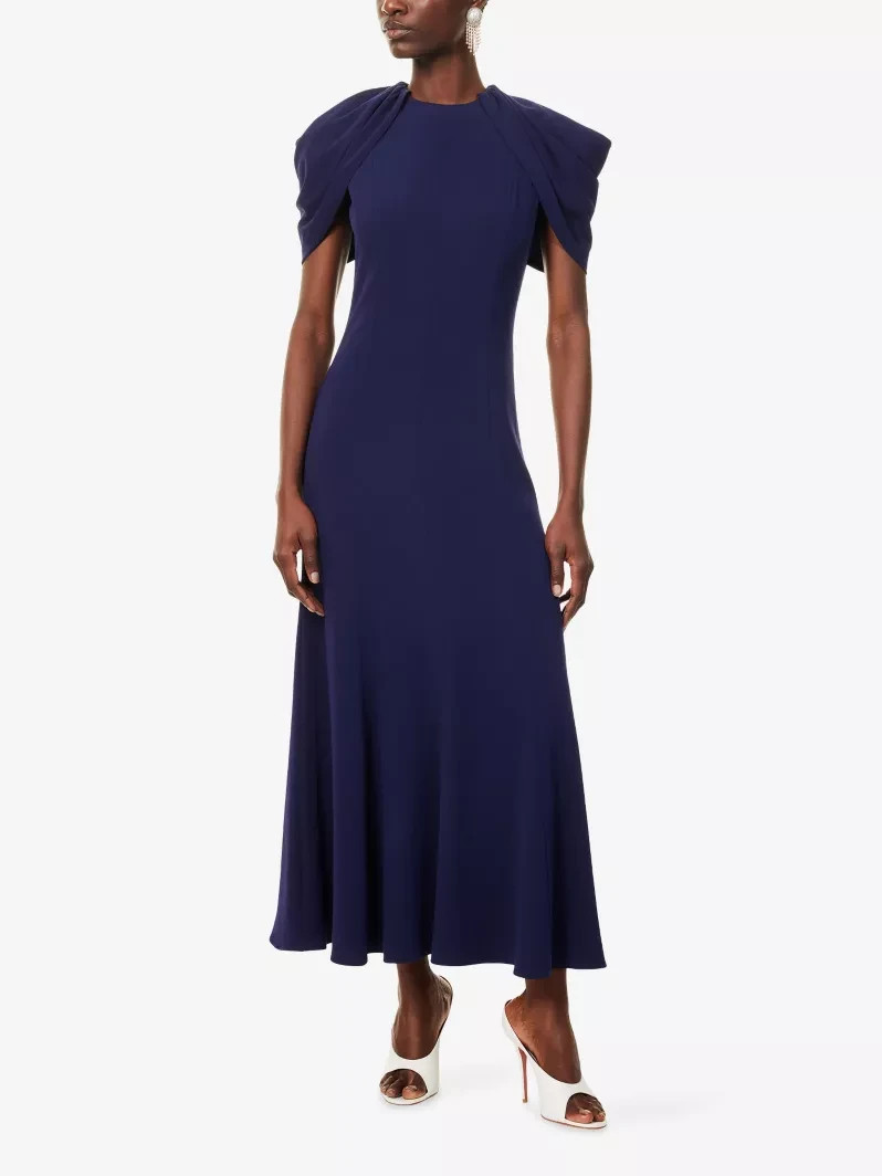 Roland MOURET Cape Sleeveless Woven Maxi Dress $880 Size US 0 UK 4