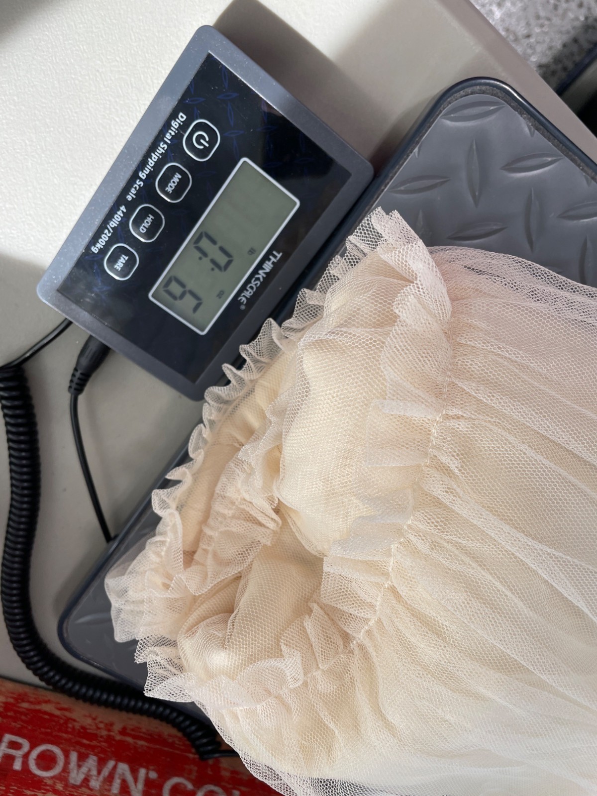 &Merci Mini Dress Large Tulle A Line Tiered Cream Polyester Mesh Ruffle Retro