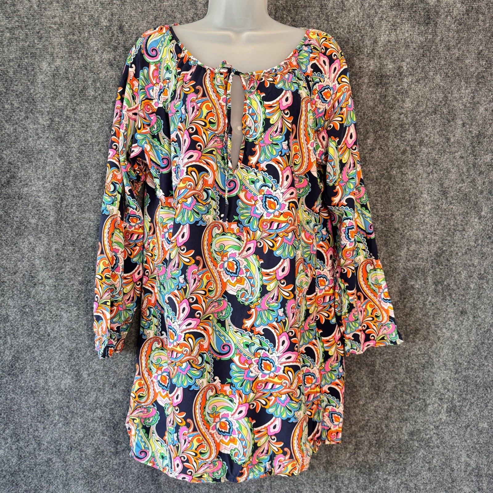 Tommy Bahama Tunic Dress Women M Colorful Paisley Resort Vacation Flowy Travel