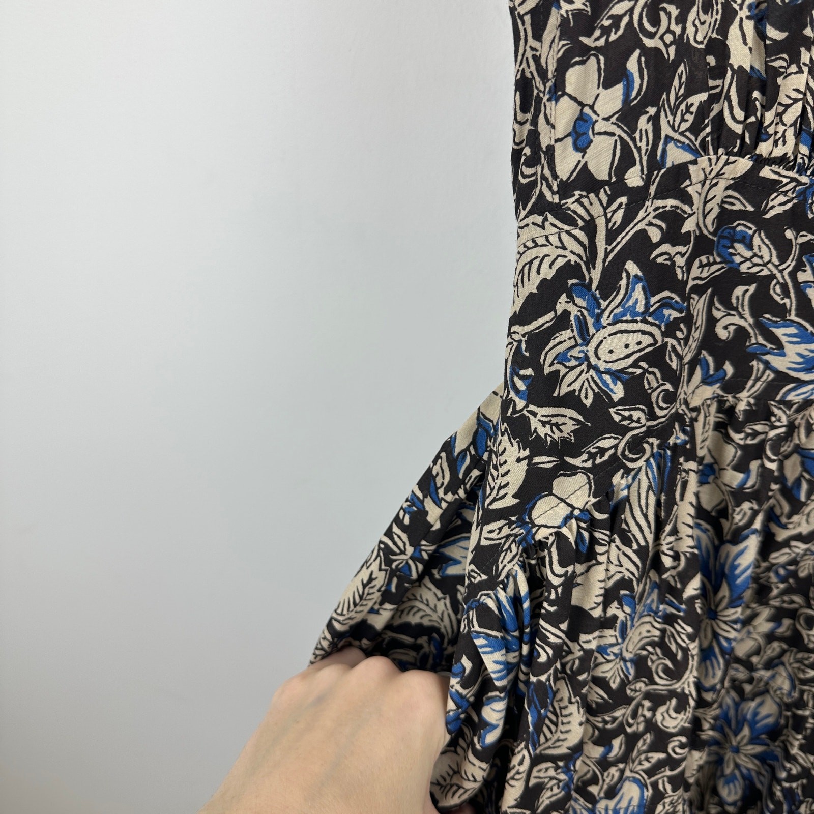 Madewell Gathered Button Front Mini Dress Floral Dark Carob Boho Cottage XS NWT