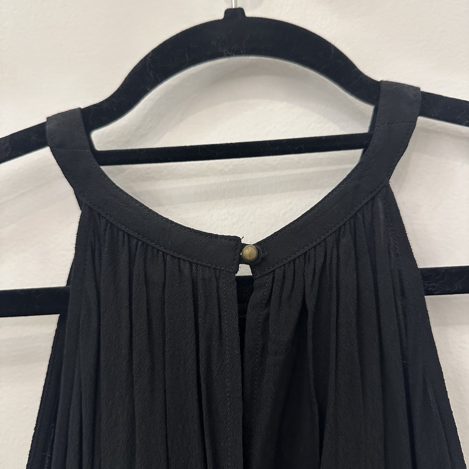 GAP Petite Black Halter Neck Drawstring Waist Dress XS Petite Flowy Viscose