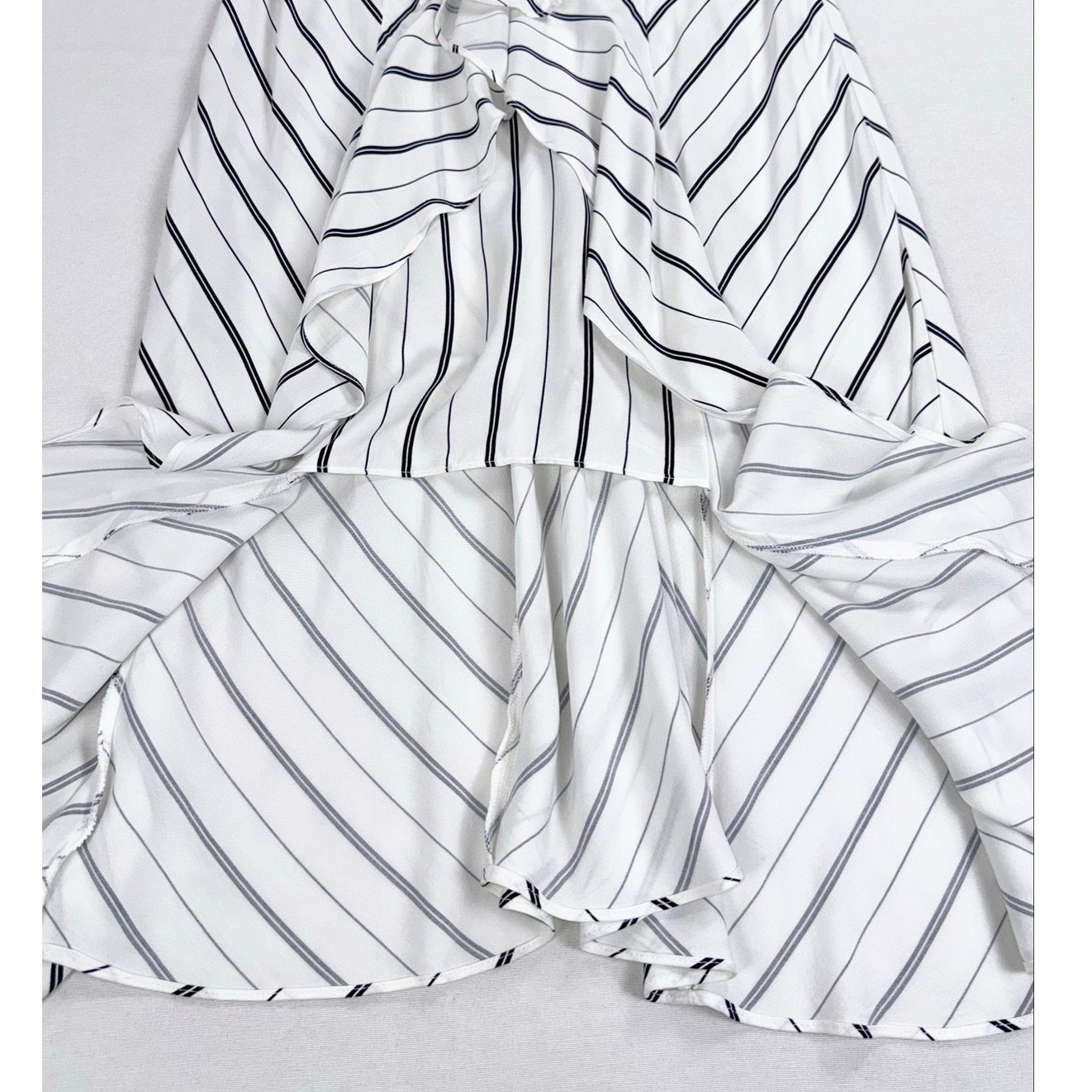 Bardot Revolve Winona Stripe Ruffled Midi Dress Women’s 10 Large White