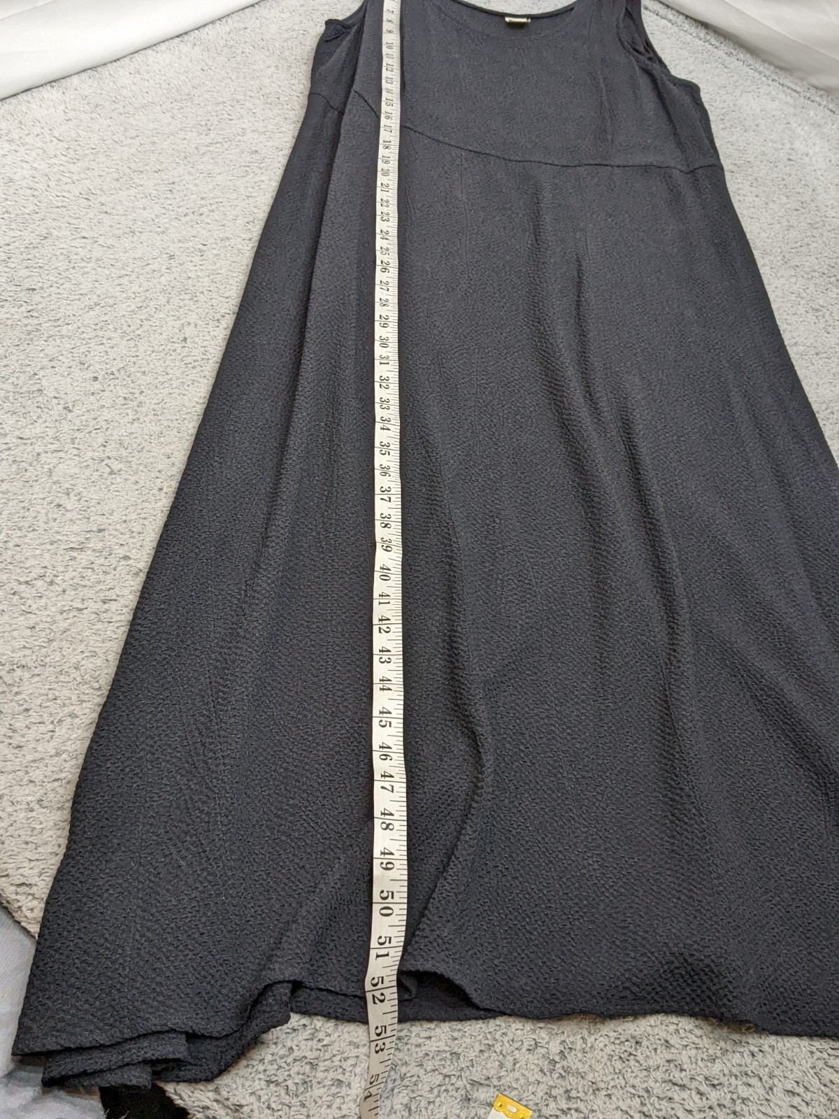 Vtg 90s Oversized Black Rayon Dress Size 16 Lagenlook Sleeveless Minimalist USA