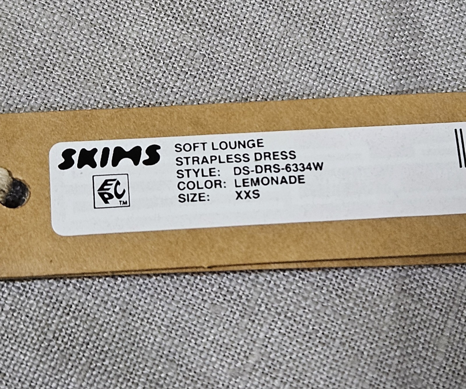 Skims Soft Lounge Rib Tube Strapless Dress Size XXS Lemonade Kim Kardashian