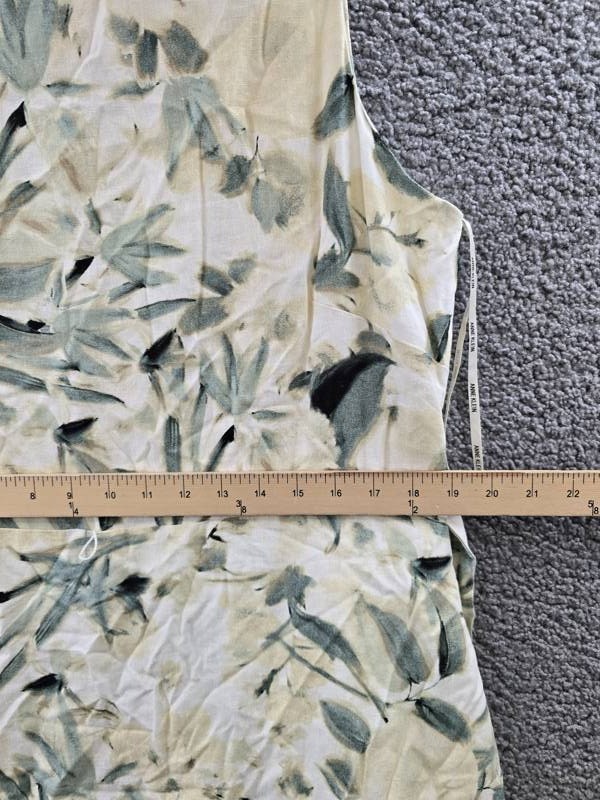 Anne Klein Linen Blend Floral-Print Tie-Waist Dress Women’s 16 White Dove Multi