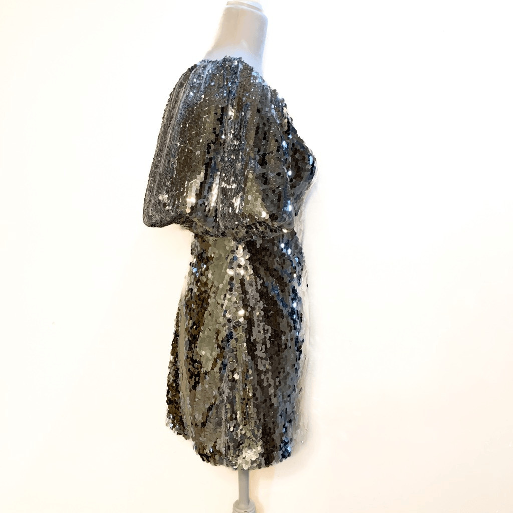 Rhode Silver Sequin Dali Mini Dress Above The Knee Size 0 New With Tags Small