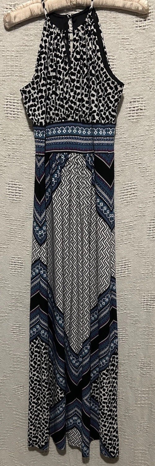 London Style Dress S Artsy Stretch Knit Sleeveless Boho Hippie Summer Sundress