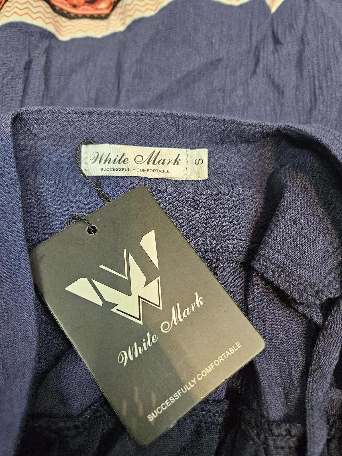 NWT White Mark Navy Boho Gabrielle Embroidered Dress Size Small Women’s G90