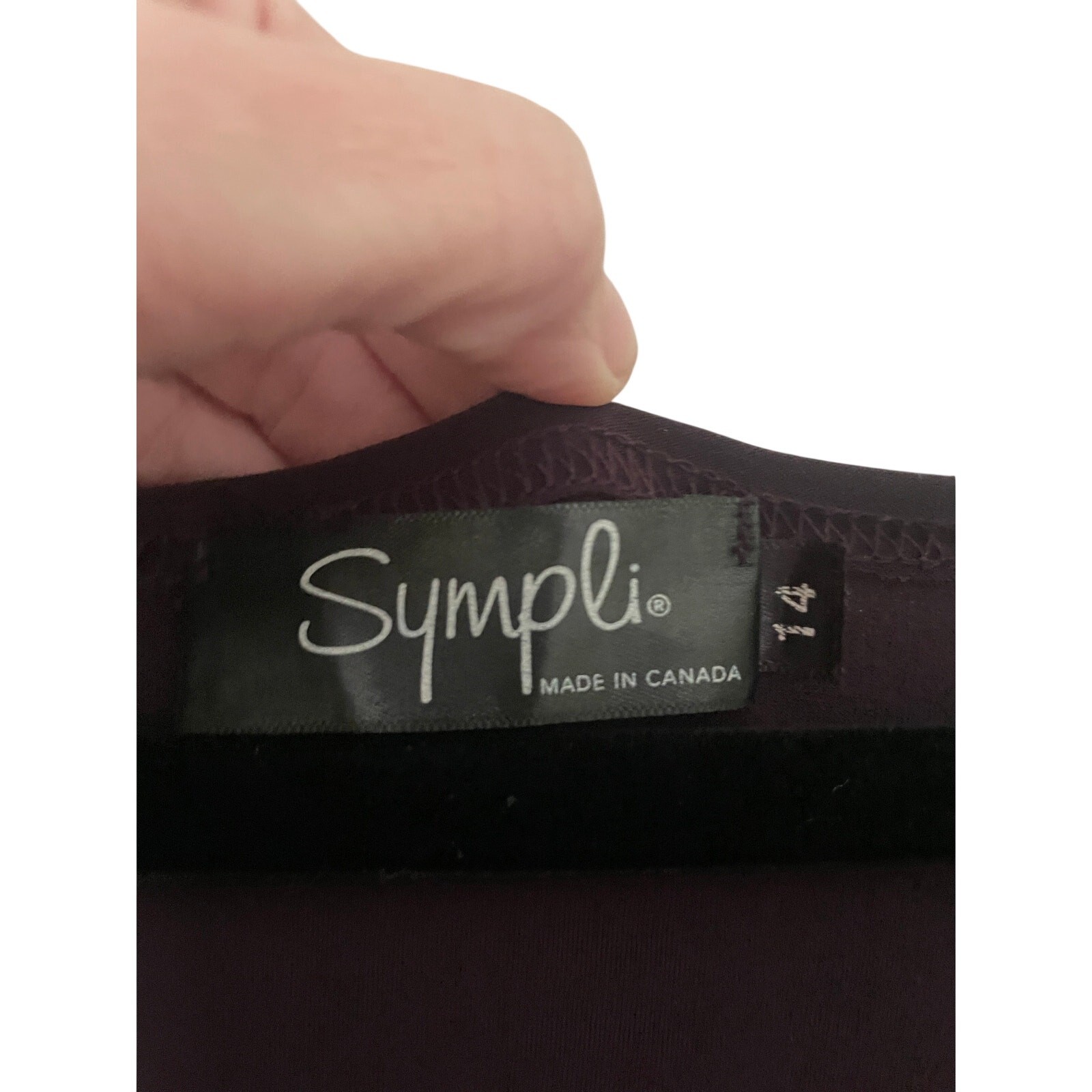 Sympli Made in Canada Asymmetrical Draped Dress Lagenlook Plum Purple size 14