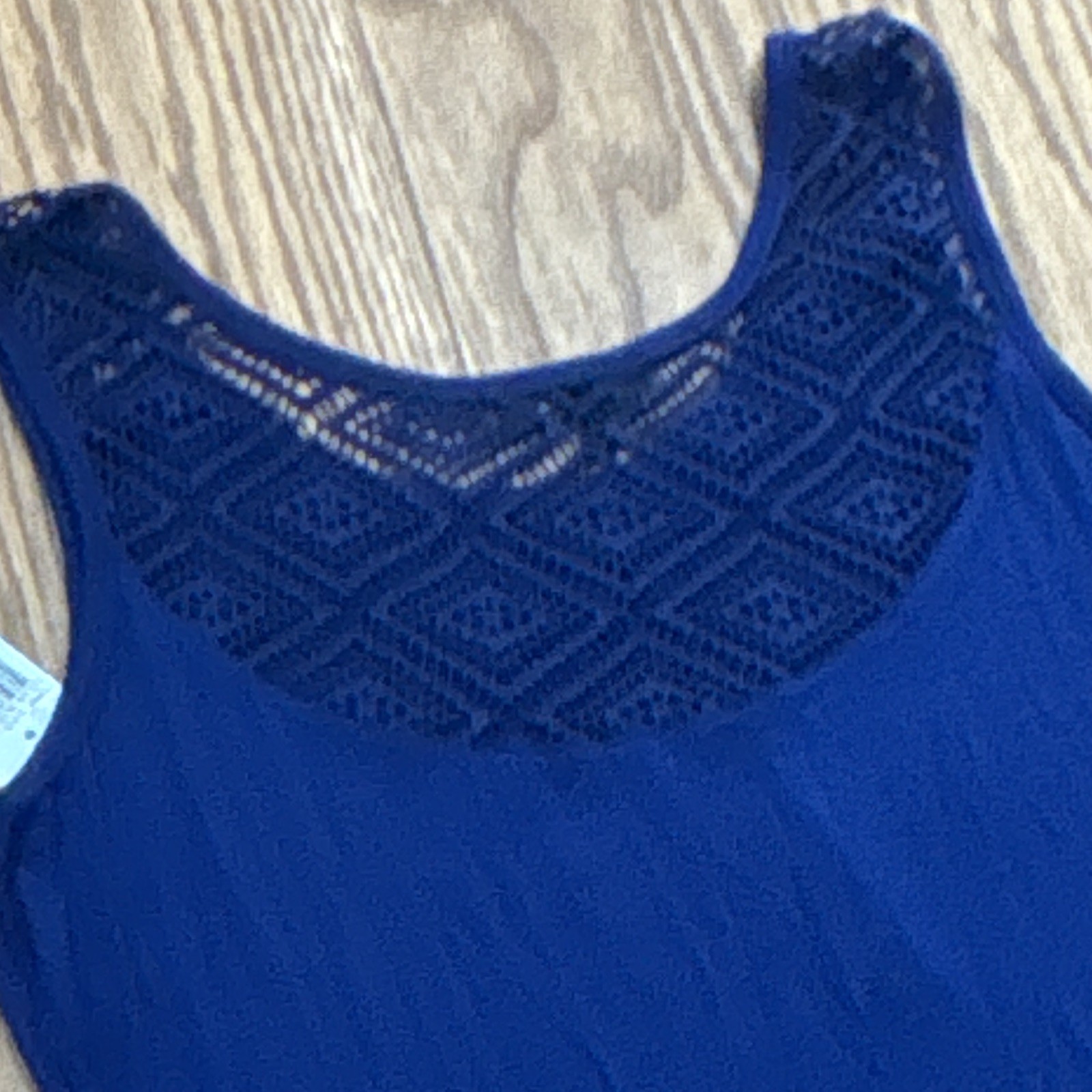 NWT Spense Blue XL Sleeveless Scoop Neck Tank Midi Dress Crochet Lace Pullover