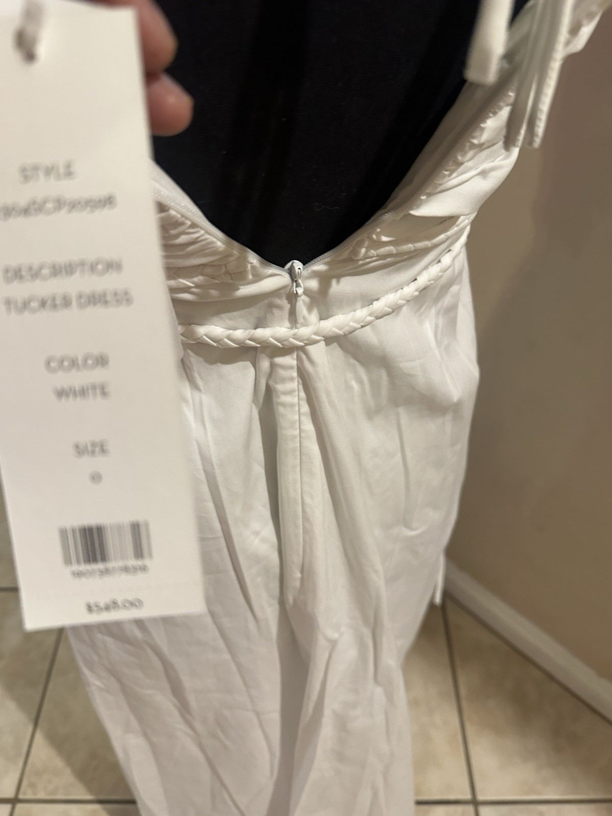 $548 Veronica Beard Women’s White Tucker Ruched Halter Midi Dress Size 2