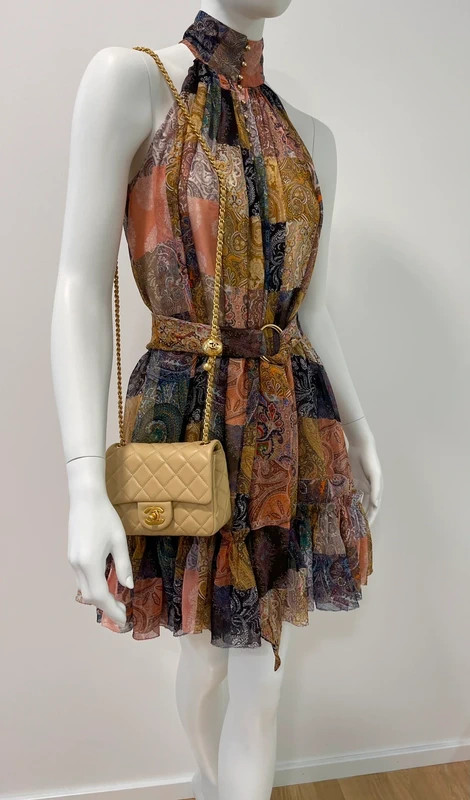 New! Zimmermann Ninety Six Smock Patchwork Dress Size 0 / XS, Silk Halter