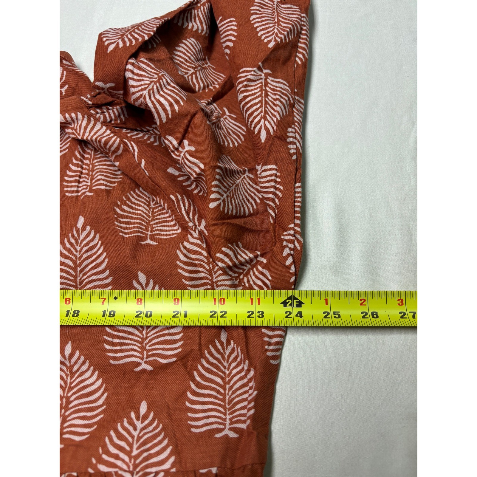 NWT River Goddess Rust Leaf Print Cotton Midi Dress Women L/XL Artisan Australia