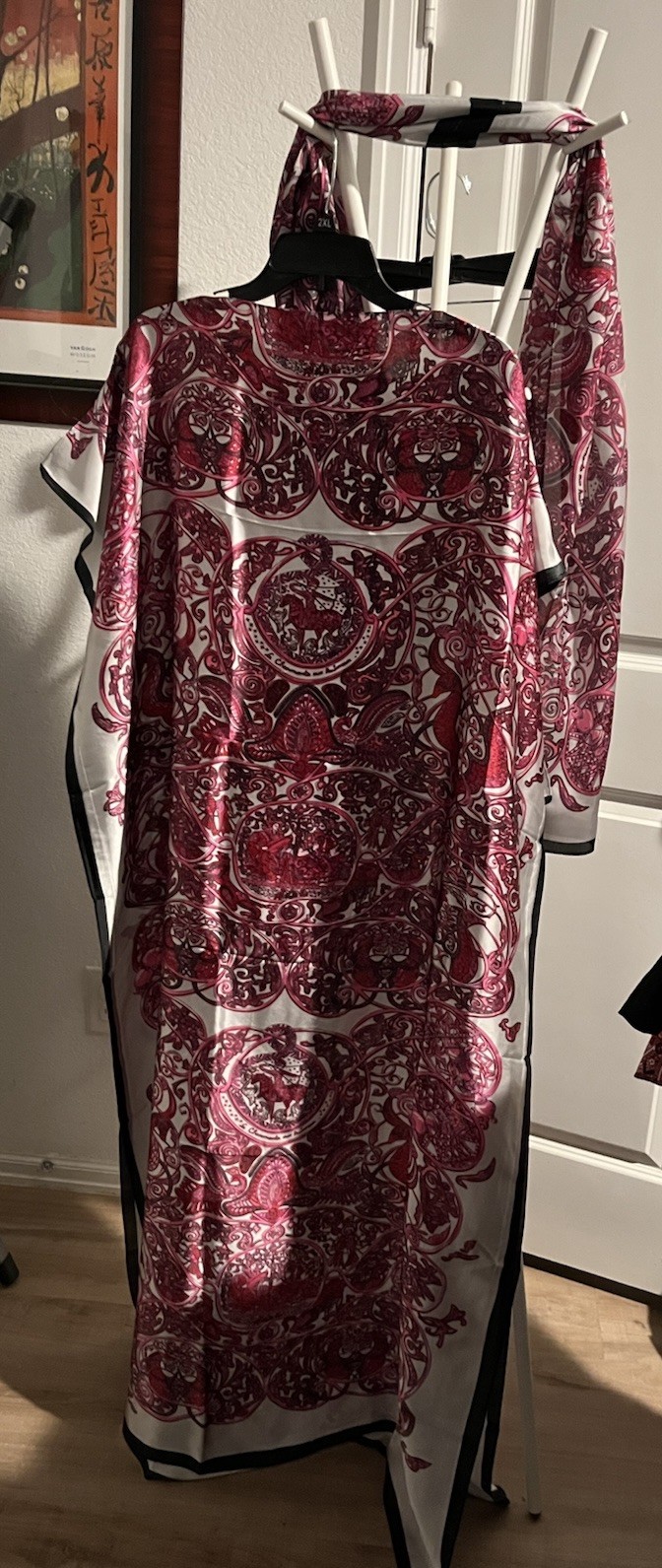 Caftan Dress One Size Pink Kings Colors One Size Fits Most Mumu W Scarf Silky