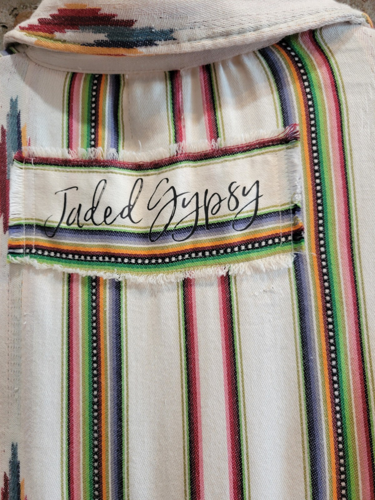 Jaded Gypsy Striped Duster Dress Womens medium Maxi Boho Hippie Indie W Pockets
