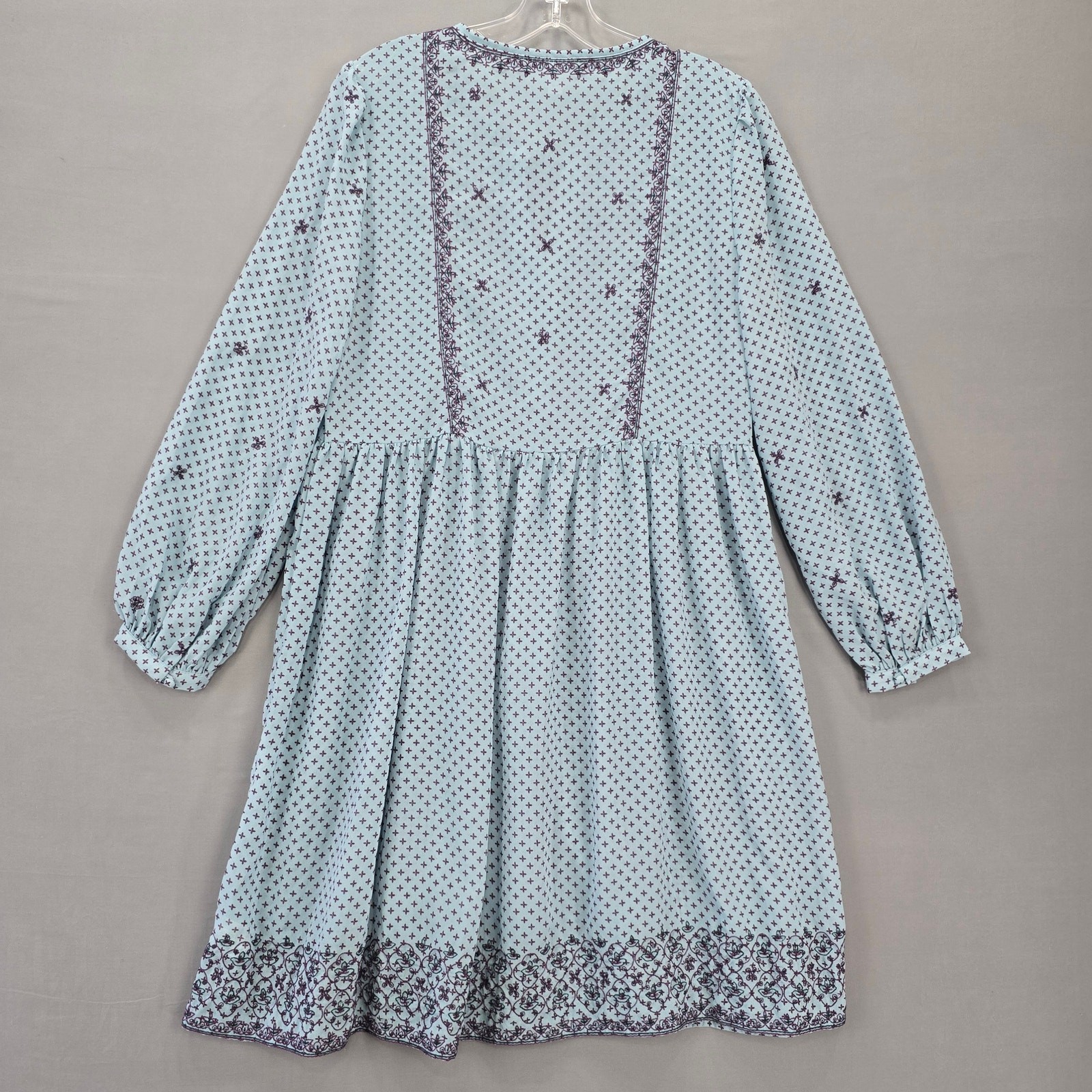 Time Tru Light Blue Peasant Dress NEW $29 Woven Embroidered Shift Womens Size S