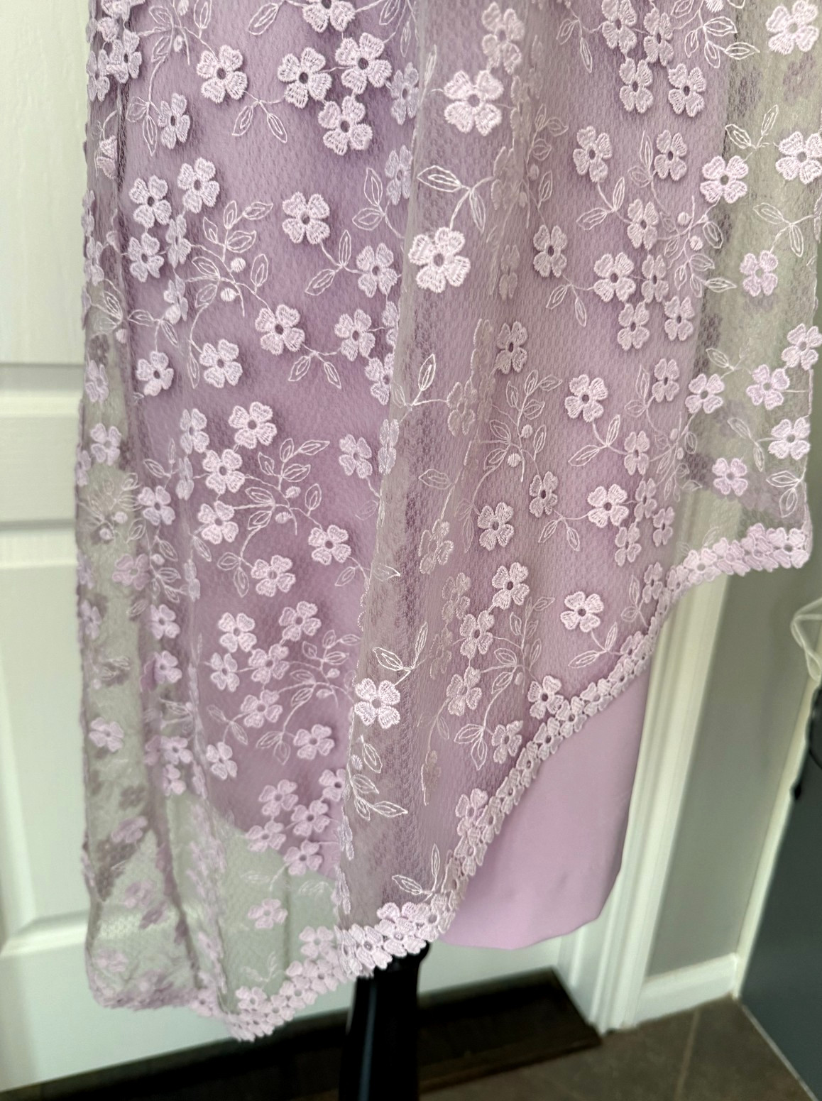 Alex Marie Cocktail Dress Lilac Purple Embroidered Lace Overlay Floral Party 6