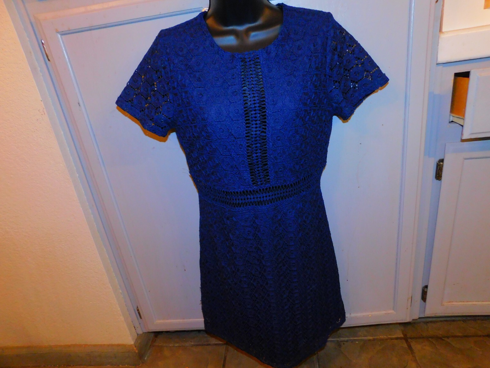 J.O.A. navy blue lace S/S dress women sz S