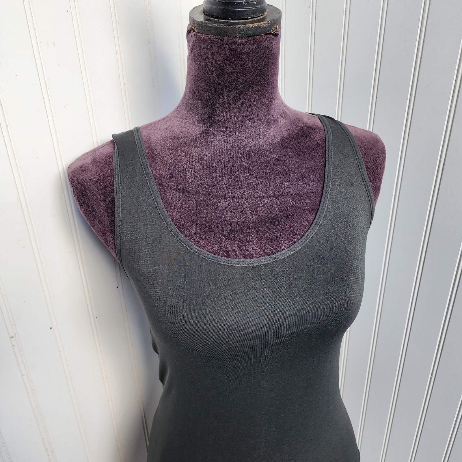 NWT Yelete Stretch Nylon Bodycon Mini Dress Charcoal Gray OS
