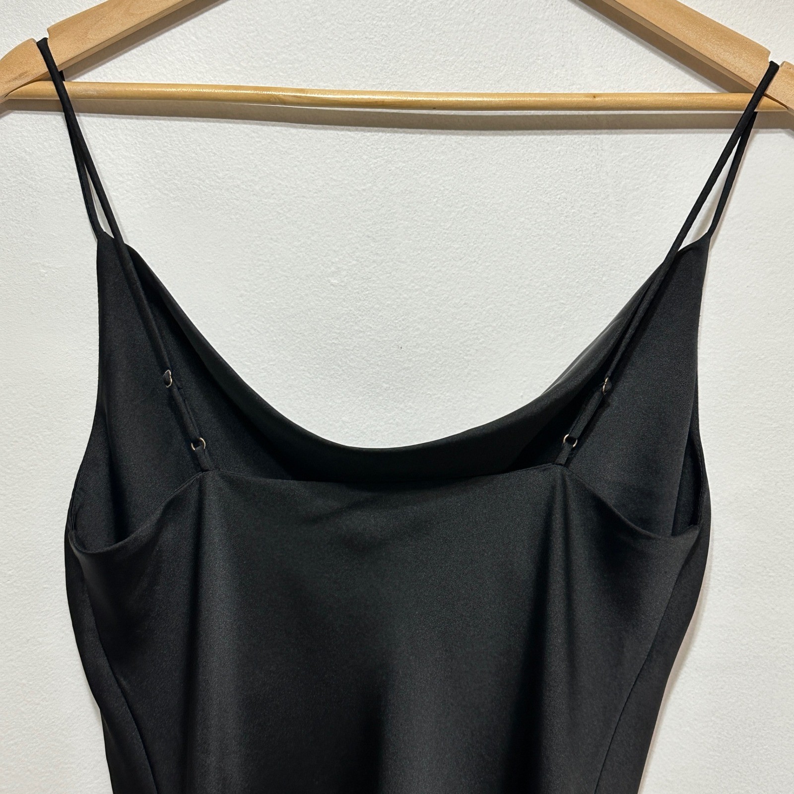 Bishop + Young Black Satin Ruched Mini Slip Dress Womens Small LBD Dark Fairy