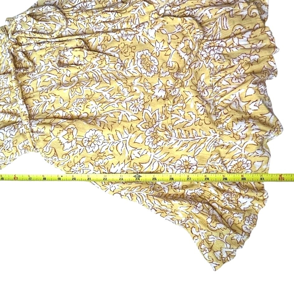 Billabong Wrap & Roll Floral Garden Yellow Ruffle Wrap Tie Boho Mini Dress Small